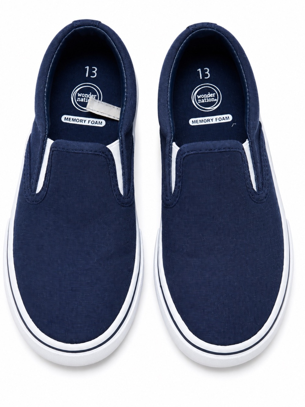 Wonder Nation Navy Slip-On Shoes Youth Size 13 Memory Foam